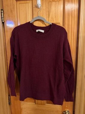LOFT Women's Crewneck Sweater in Deep Burgundy